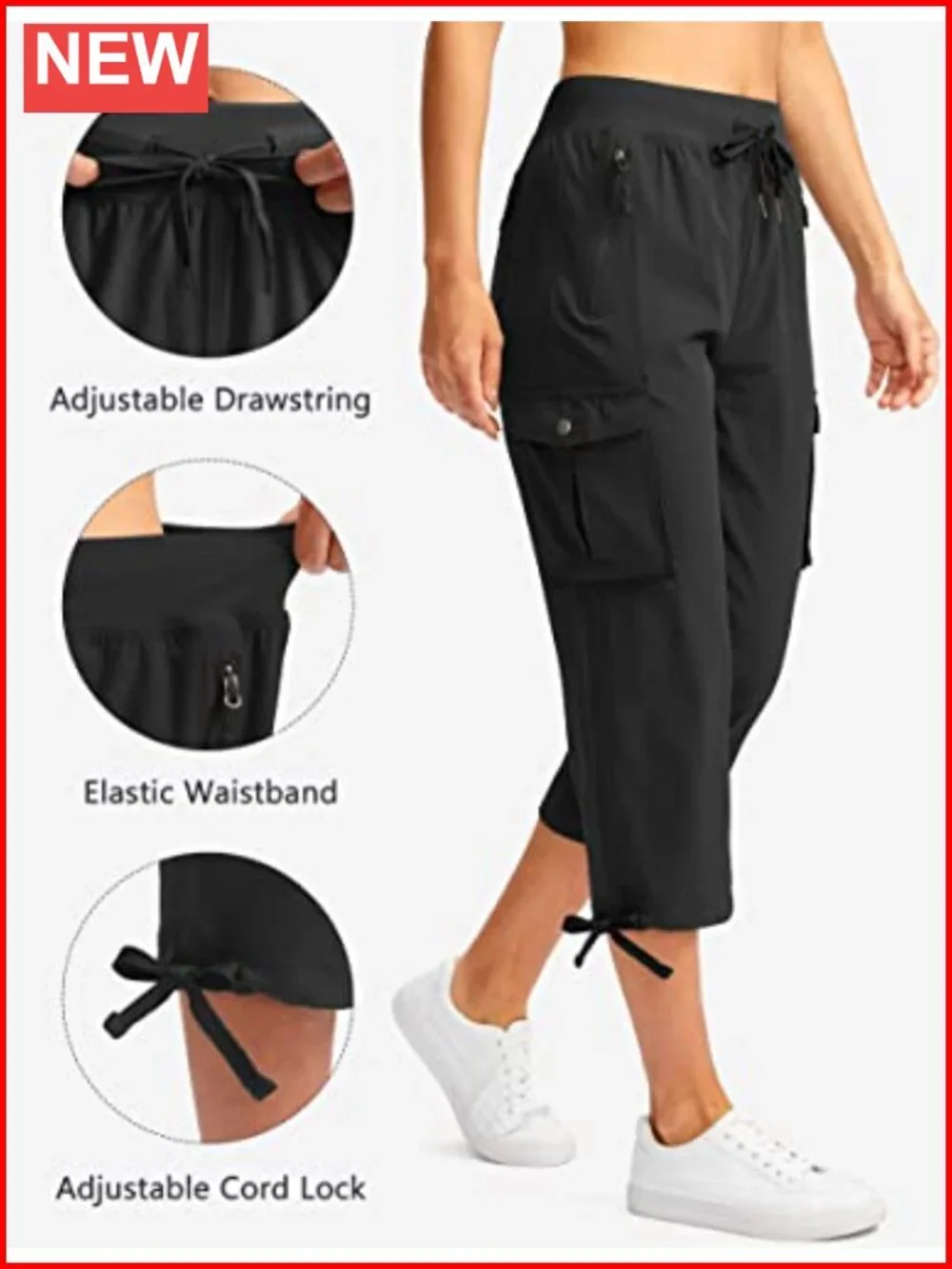 Women's Cargo Capris with 6 Pockets Lightweight Quick Dry Hiking Pants